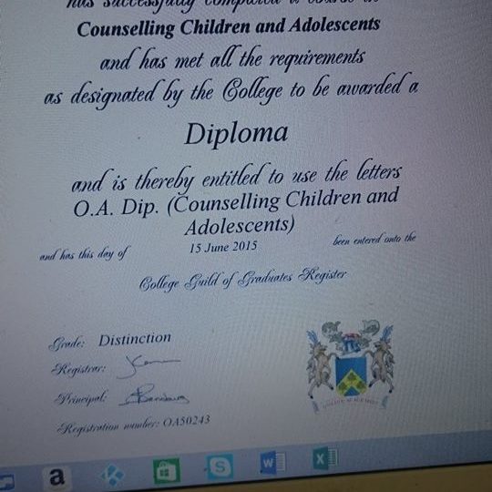O.A Diploma Children, Adolescents and Adults, Level 3 Counselling and psychotherapy